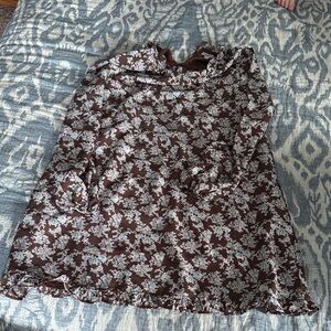 Floral Brown and White Dress